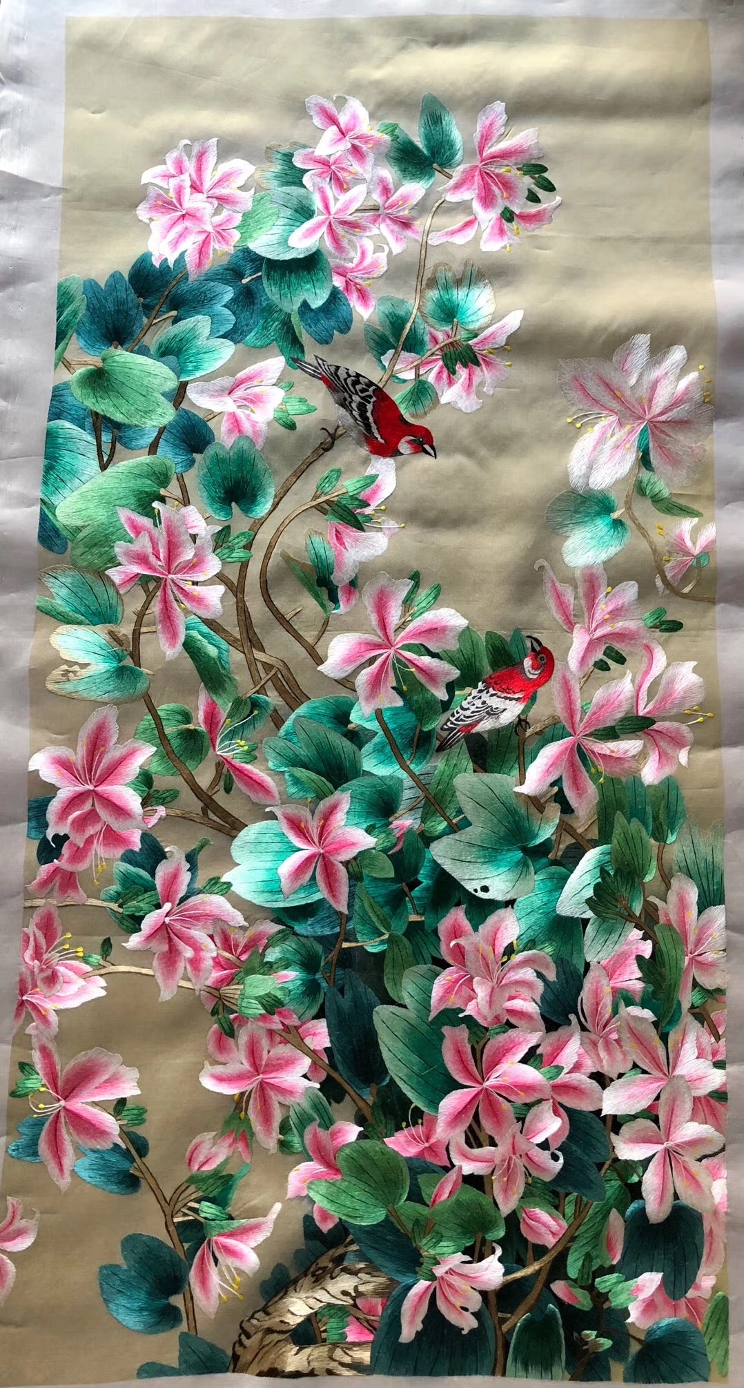 171218 Delicate Hand Suzhou Embroidery Art:magnlia birds