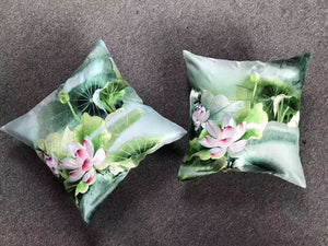 171218 Chinese 100% hand embroidered Su Embroidery silk pillow covers flower butterfly 1piece