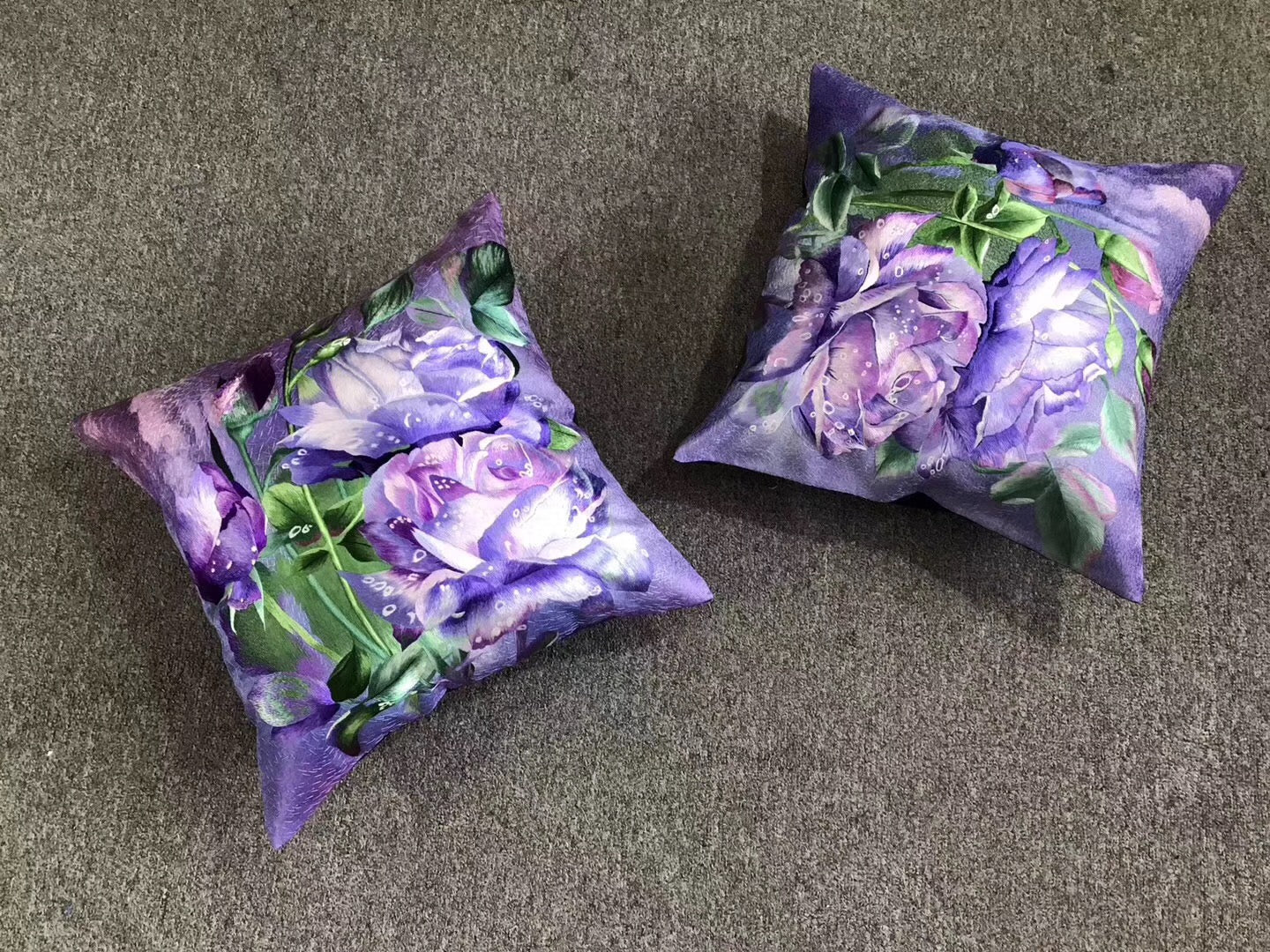 171218 Chinese 100% hand embroidered Su Embroidery silk pillow covers flower butterfly 1piece