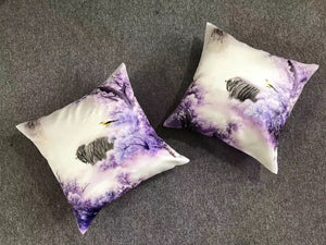 171218 Chinese 100% hand embroidered Su Embroidery silk pillow covers flower butterfly 1piece