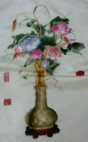 171218 Hand Su Embroidery Art:vase sunflower swans sailboat landscape peacock sheep still life 60cm