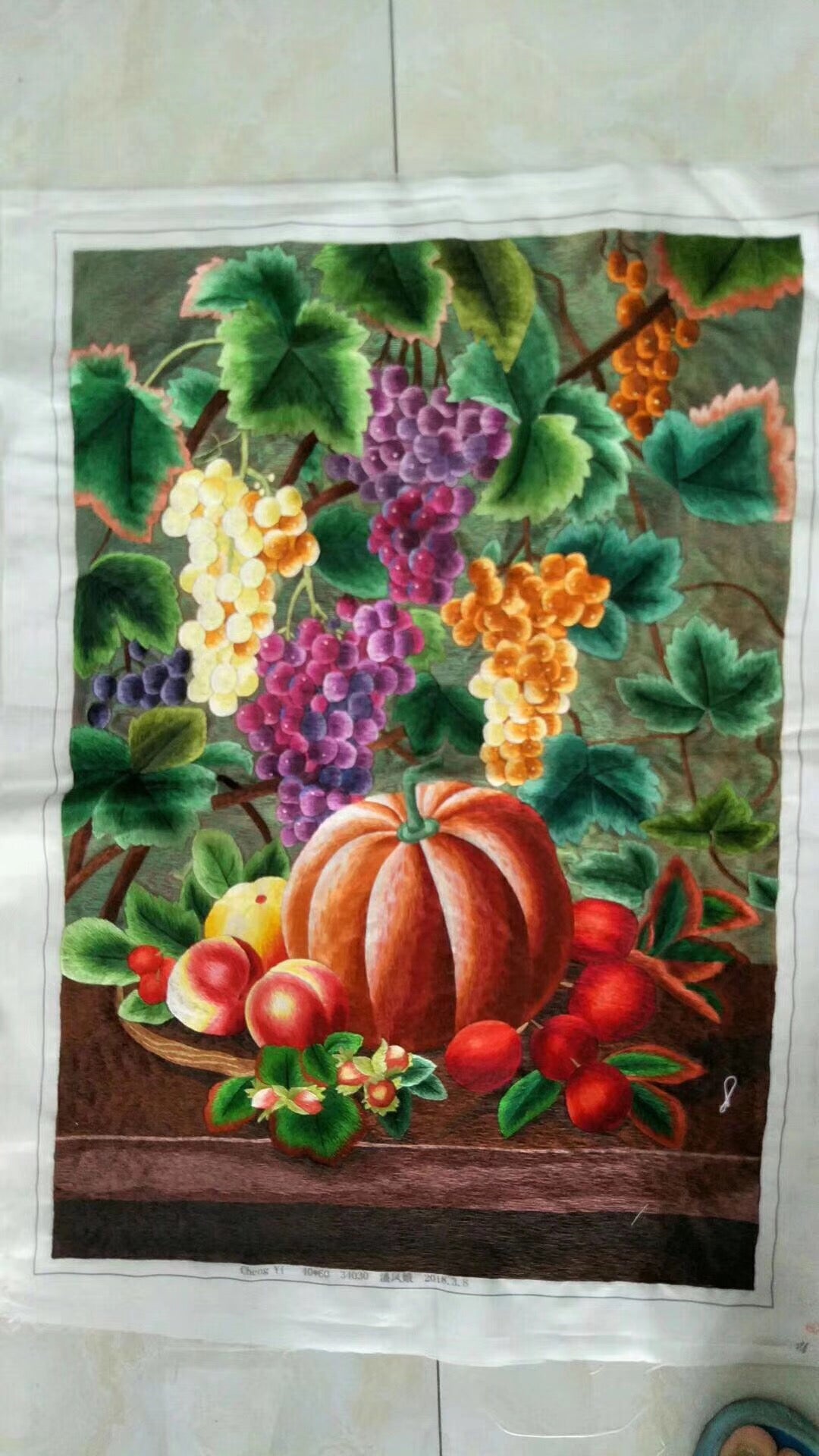 171218 Hand Su Embroidery Art:vase sunflower swans sailboat landscape peacock sheep still life 60cm