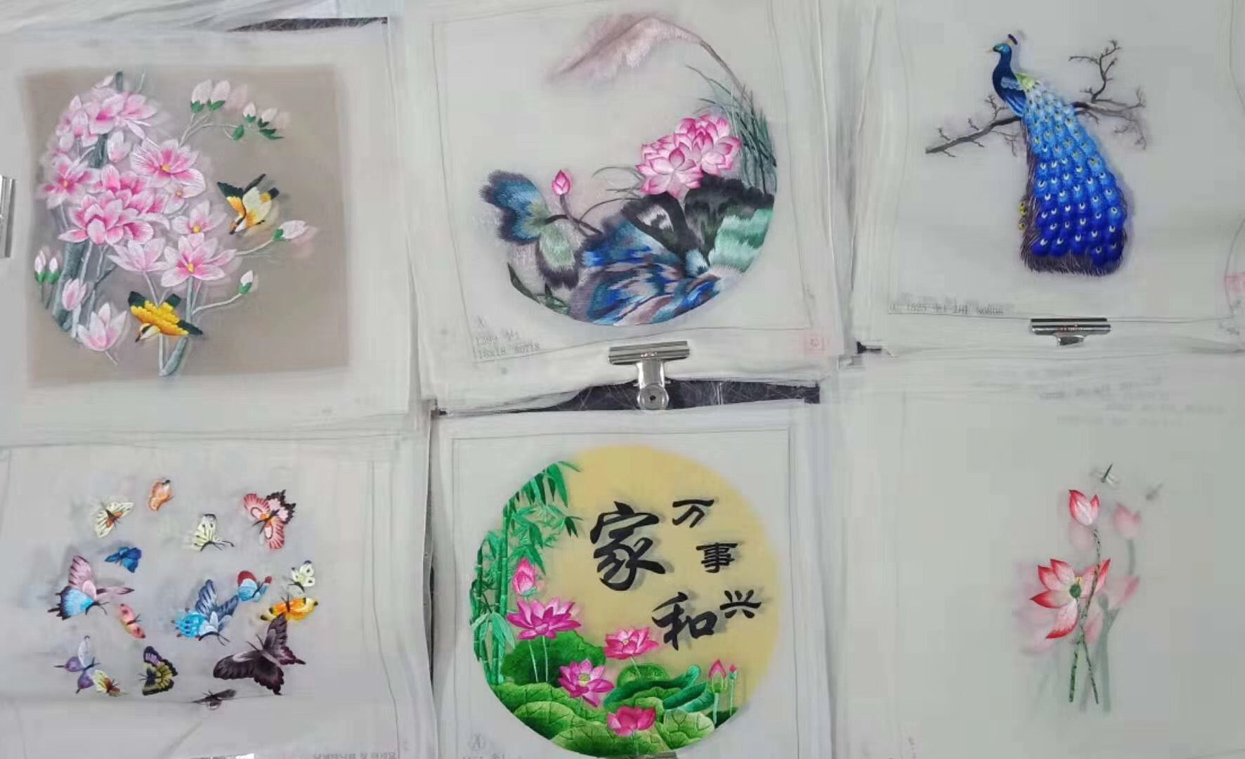 161218 Hand su embroidery:peacocks flowers birds animals landscapes still life (two-sided reversible ) 20cm
