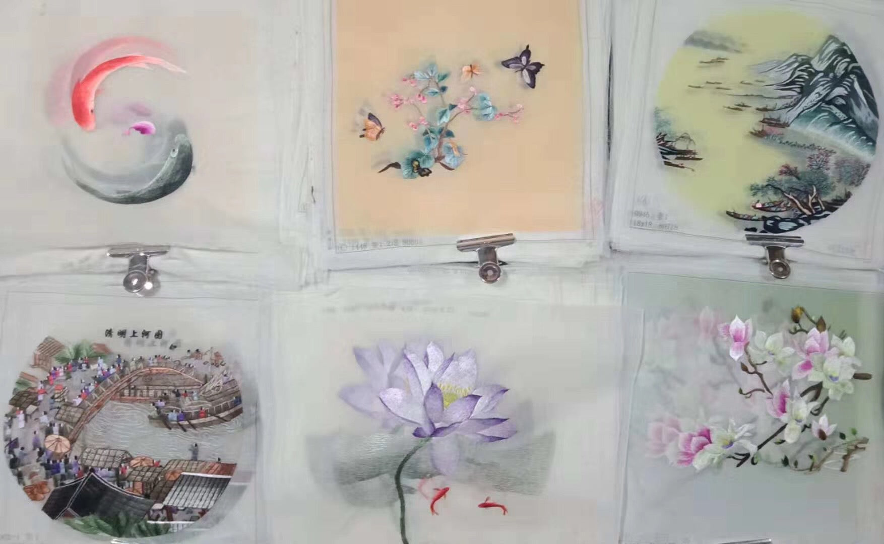 161218 Hand su embroidery:peacocks flowers birds animals landscapes still life (two-sided reversible ) 20cm