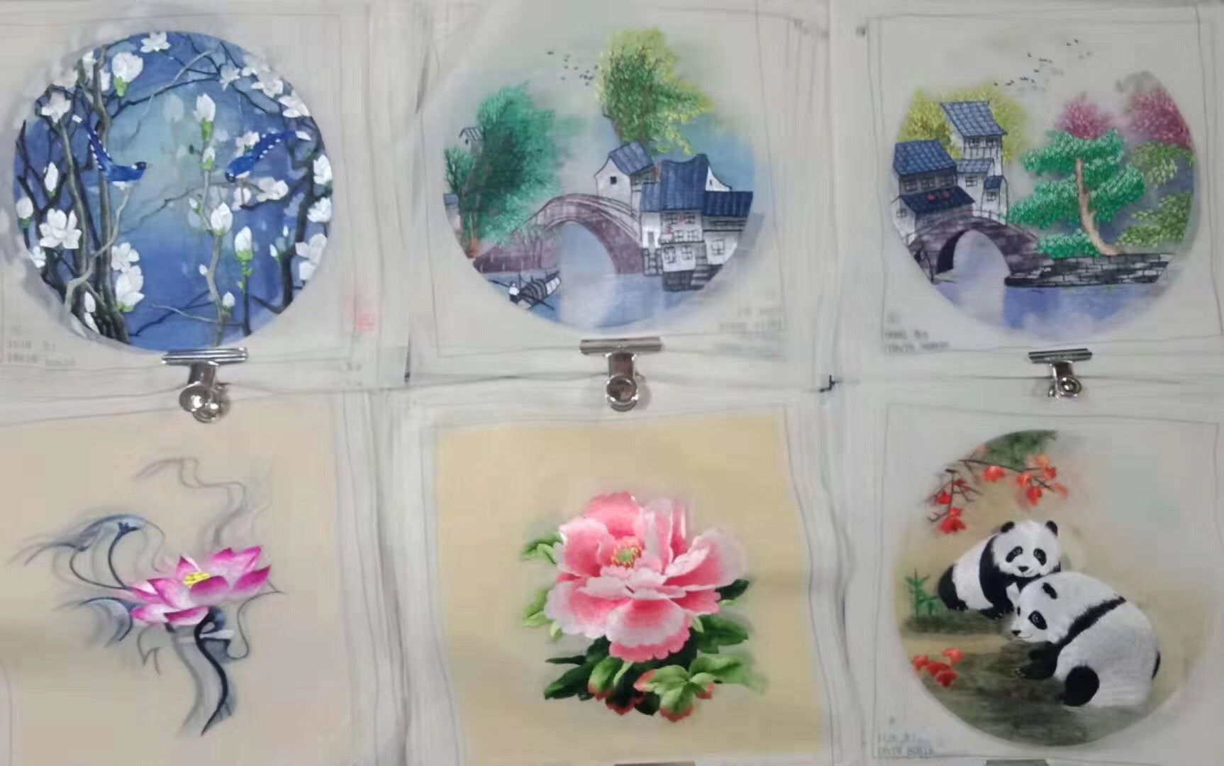 161218 Hand su embroidery:peacocks flowers birds animals landscapes still life (two-sided reversible ) 20cm