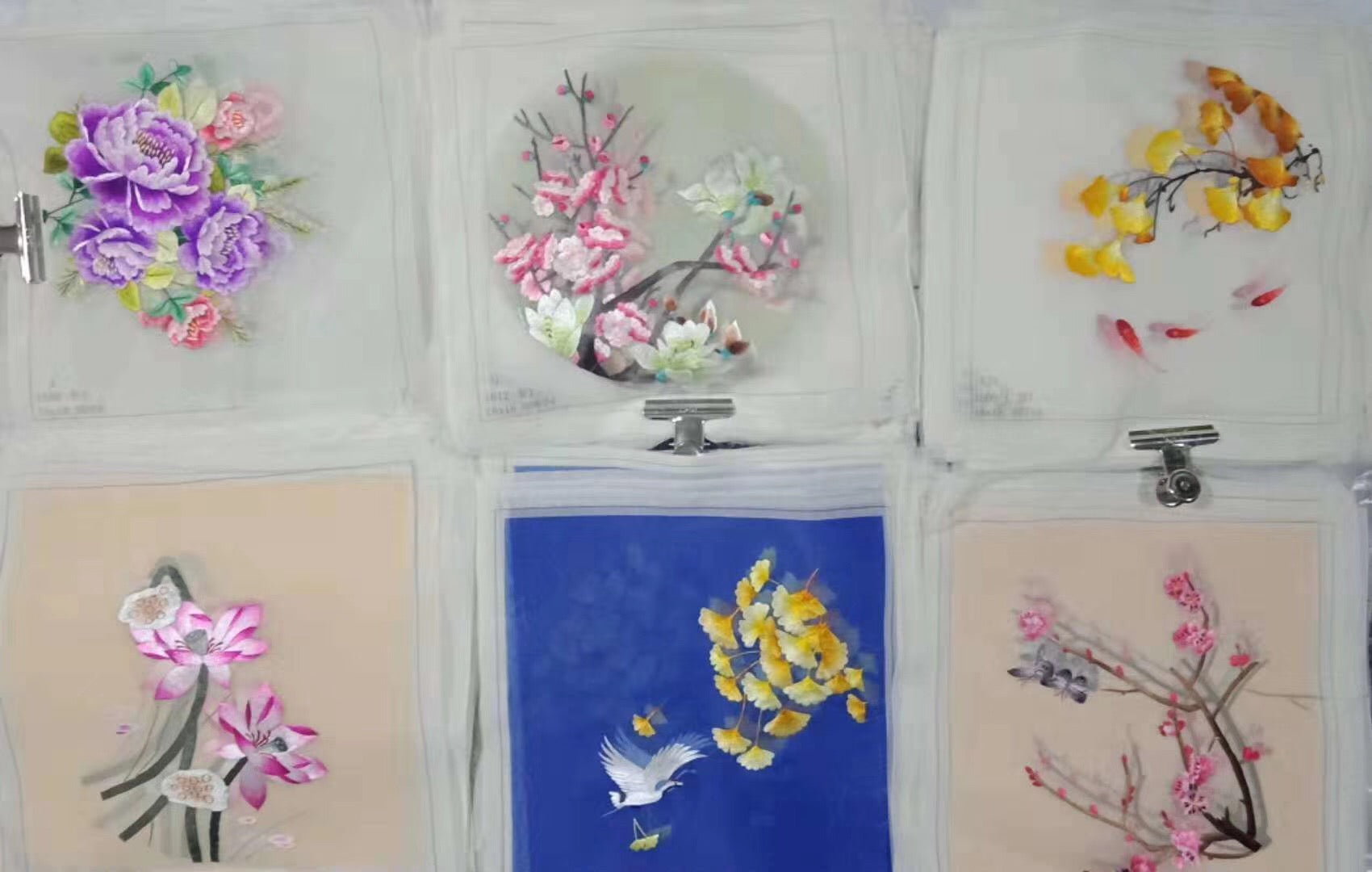 161218 Hand su embroidery:peacocks flowers birds animals landscapes still life (two-sided reversible ) 20cm