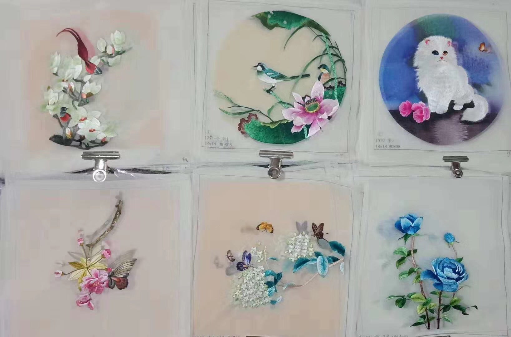 161218 Hand su embroidery:peacocks flowers birds animals landscapes still life (two-sided reversible ) 20cm