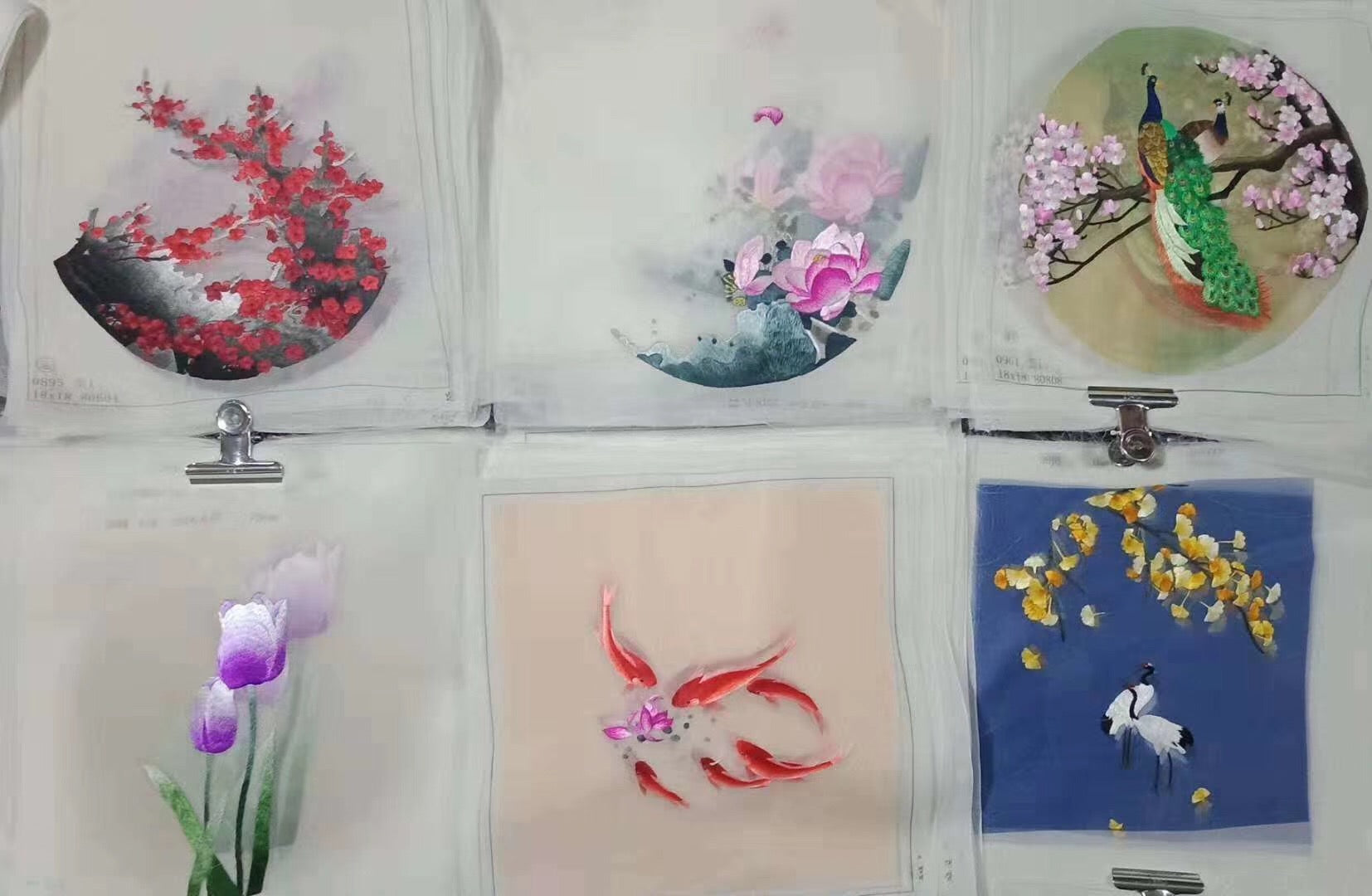 161218 Hand su embroidery:peacocks flowers birds animals landscapes still life (two-sided reversible ) 20cm