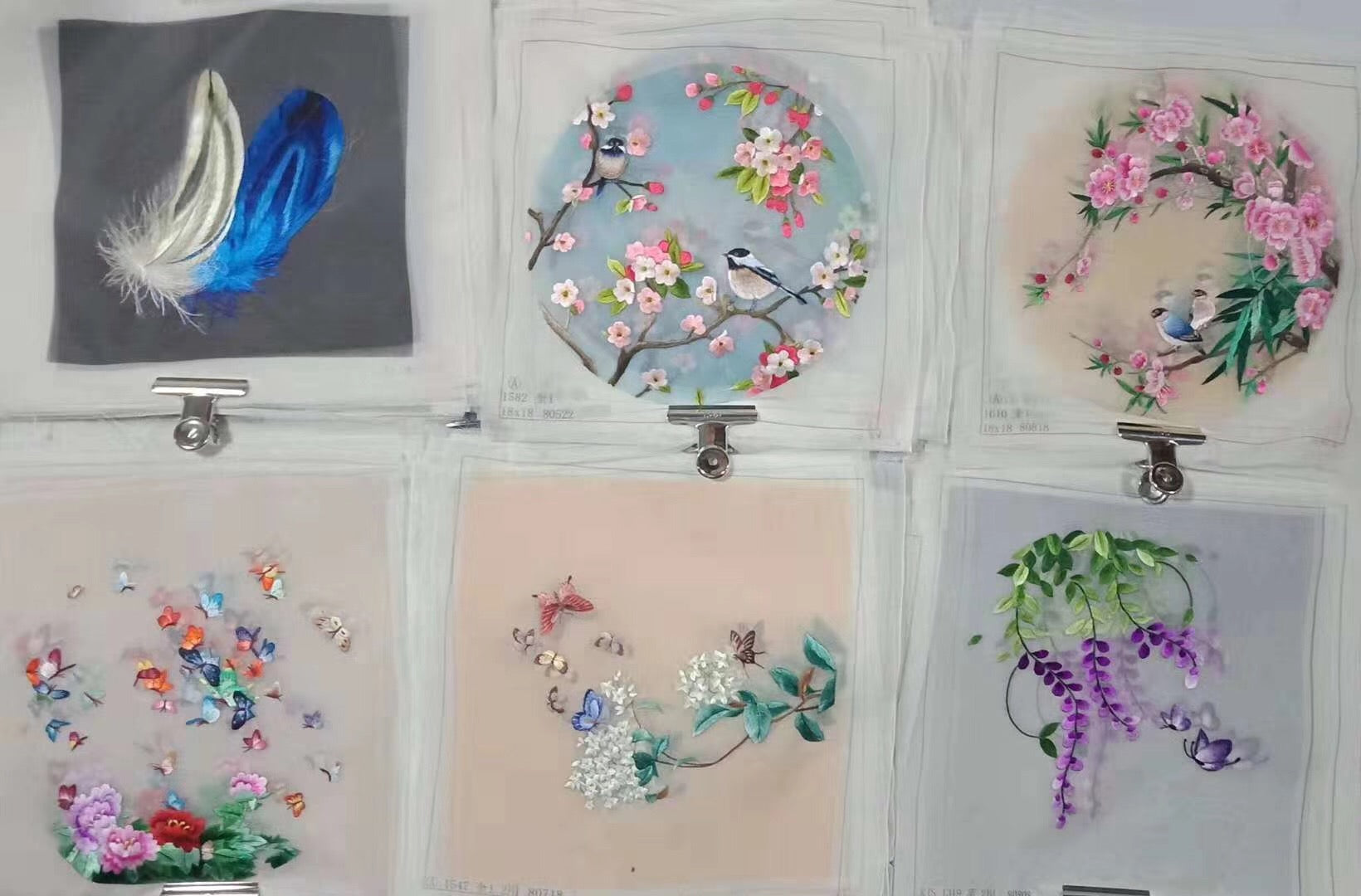 161218 Hand su embroidery:peacocks flowers birds animals landscapes still life (two-sided reversible ) 20cm