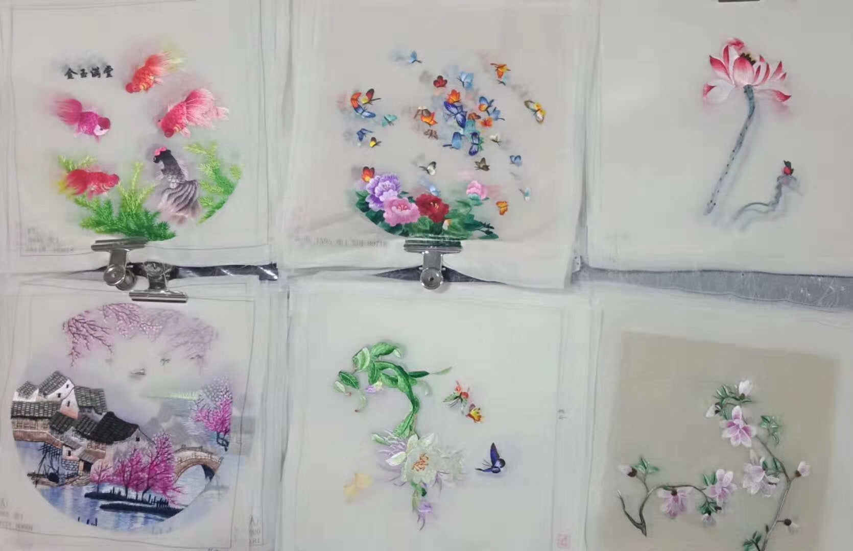 161218 Hand su embroidery:peacocks flowers birds animals landscapes still life (two-sided reversible ) 20cm