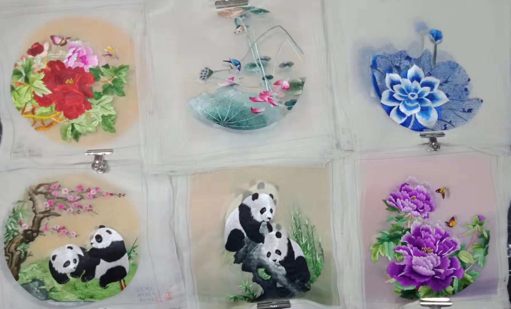 161218 Hand su embroidery:peacocks flowers birds animals landscapes still life (two-sided reversible ) 20cm