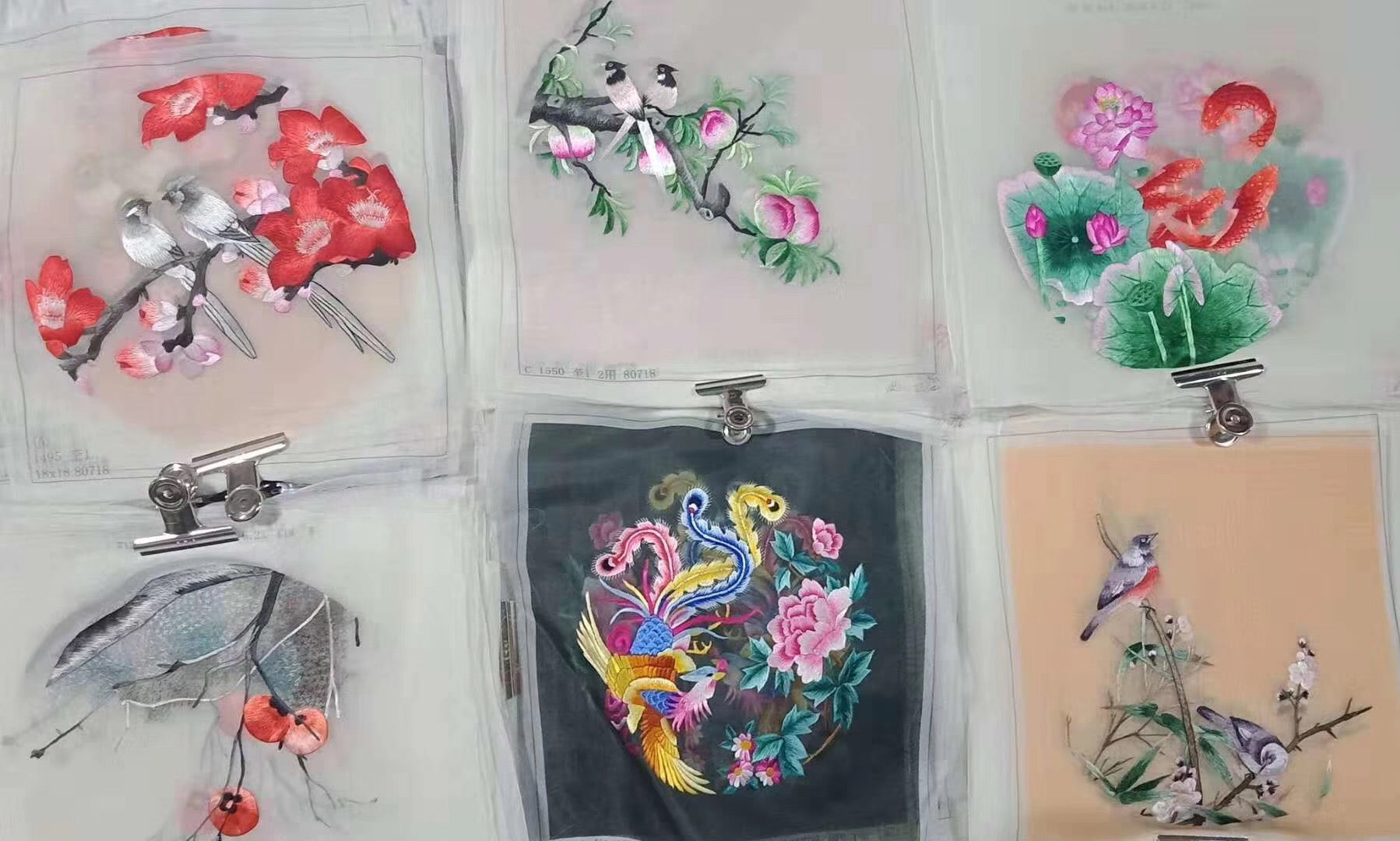 161218 Hand su embroidery:peacocks flowers birds animals landscapes still life (two-sided reversible ) 20cm