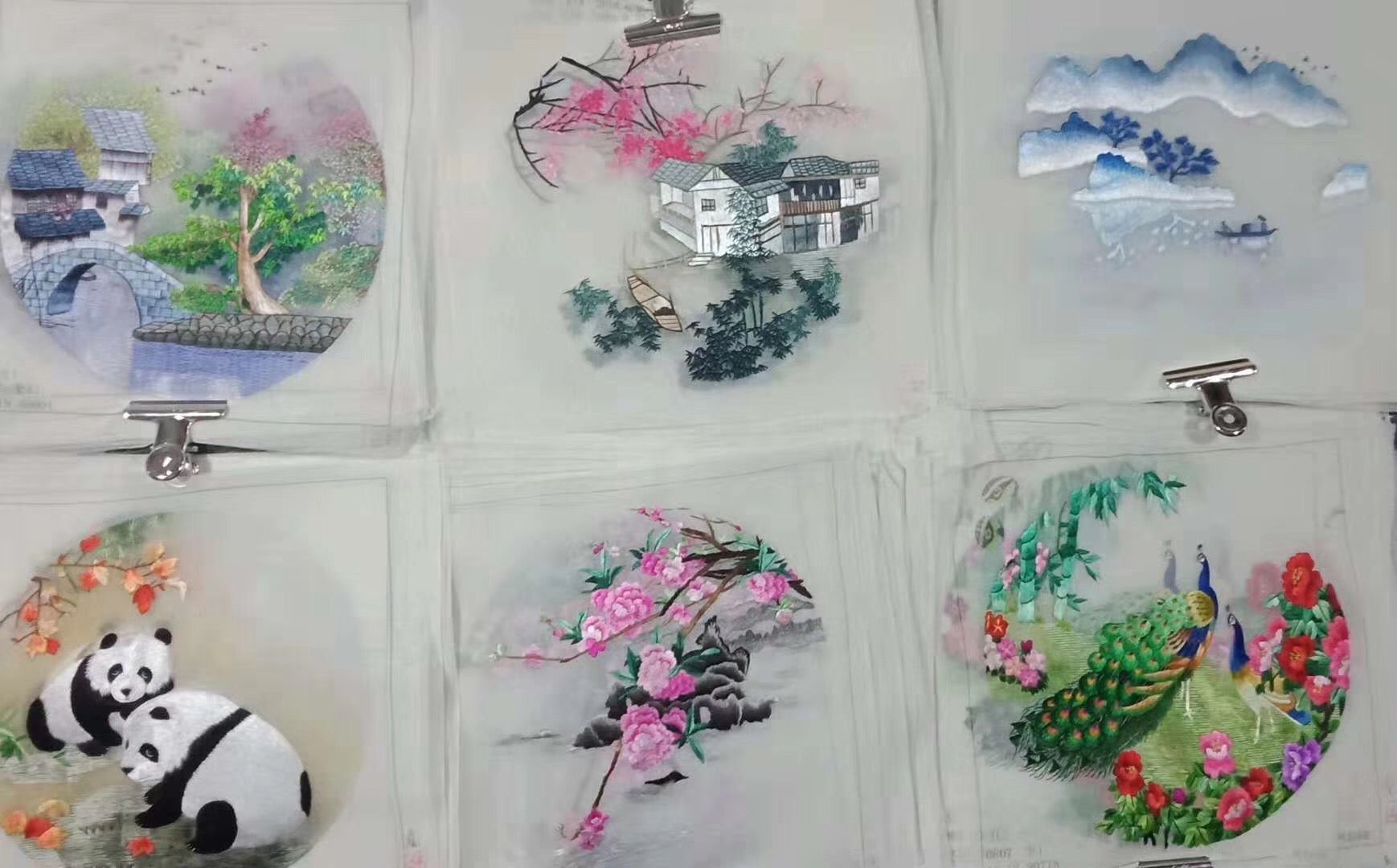 161218 Hand su embroidery:peacocks flowers birds animals landscapes still life (two-sided reversible ) 20cm