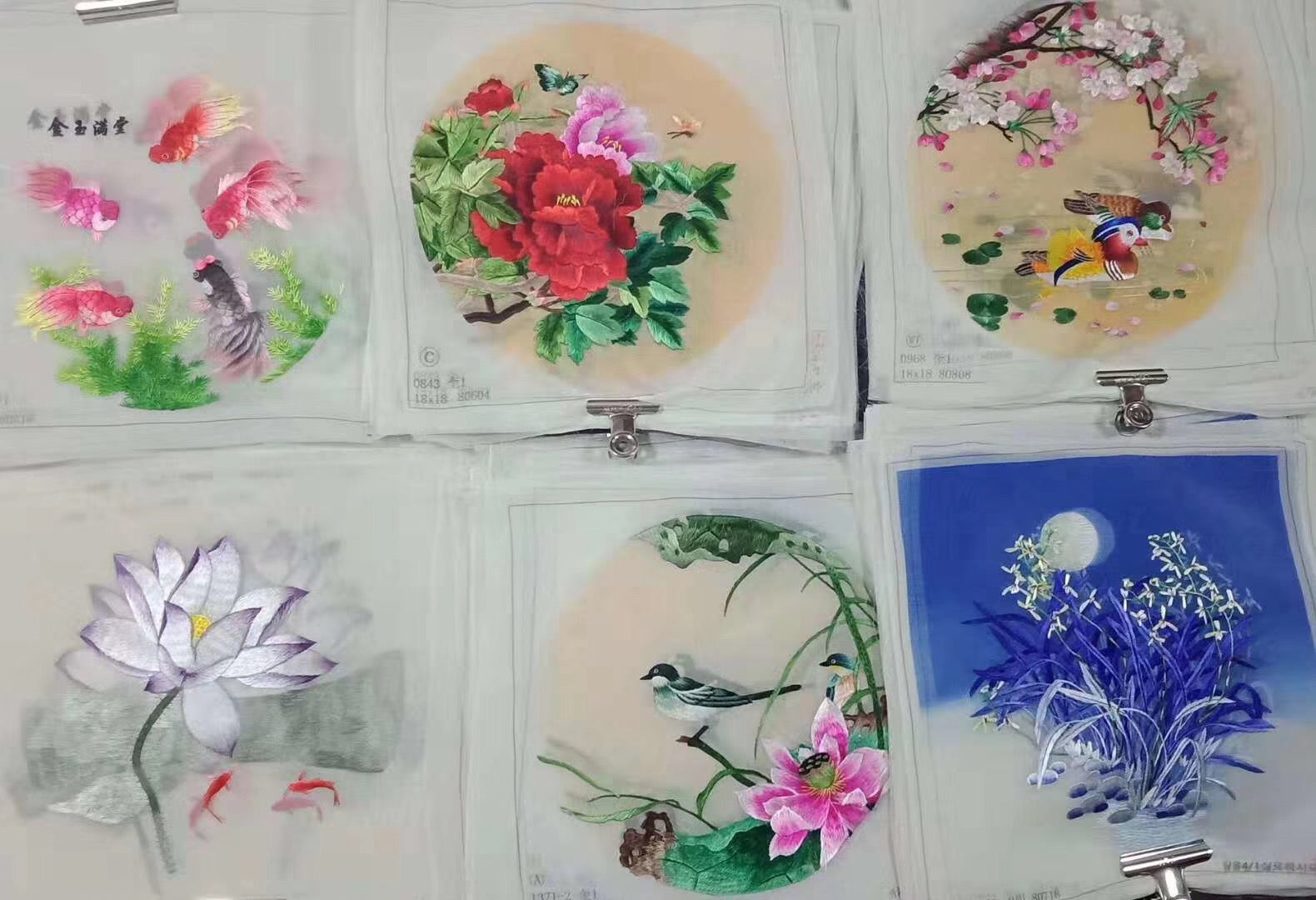 161218 Hand su embroidery:peacocks flowers birds animals landscapes still life (two-sided reversible ) 20cm