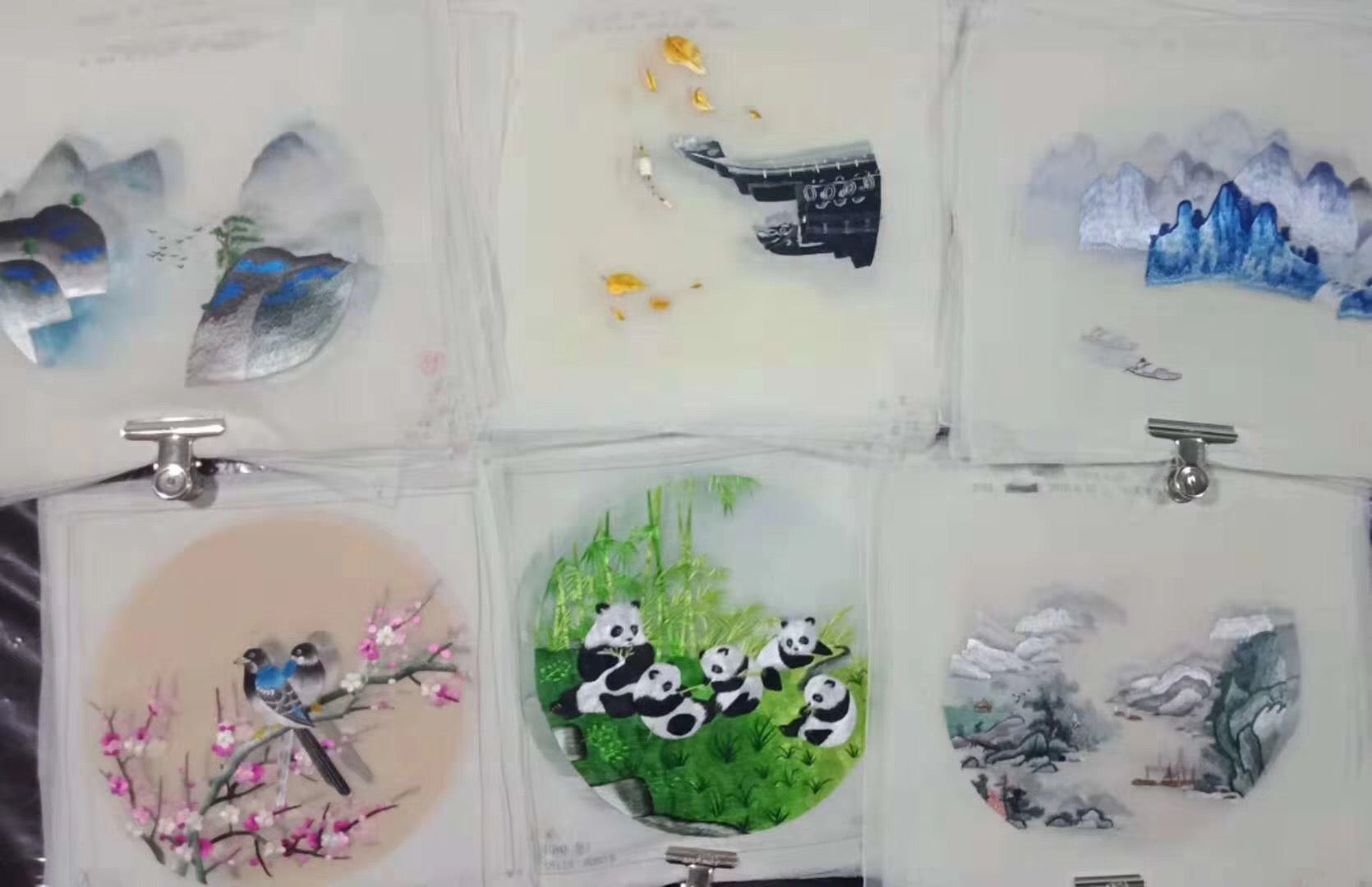 161218 Hand su embroidery:peacocks flowers birds animals landscapes still life (two-sided reversible ) 20cm