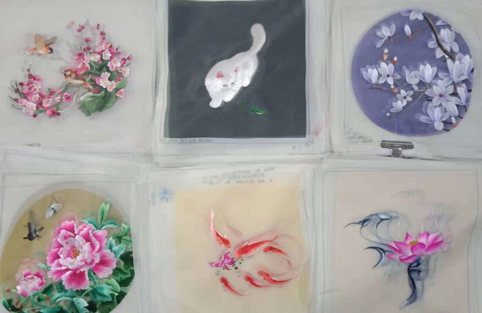 161218 Hand su embroidery:peacocks flowers birds animals landscapes still life (two-sided reversible ) 20cm