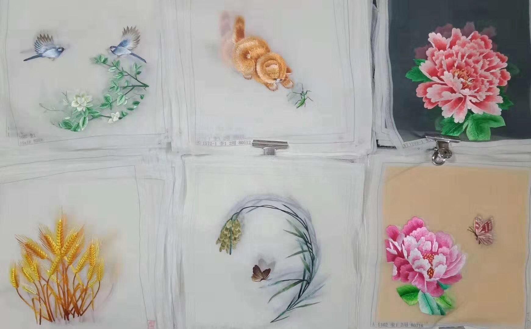 161218 Hand su embroidery:peacocks flowers birds animals landscapes still life (two-sided reversible ) 20cm