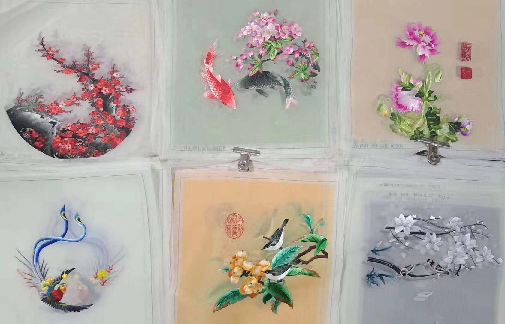 161218 Hand su embroidery:peacocks flowers birds animals landscapes still life (two-sided reversible ) 20cm