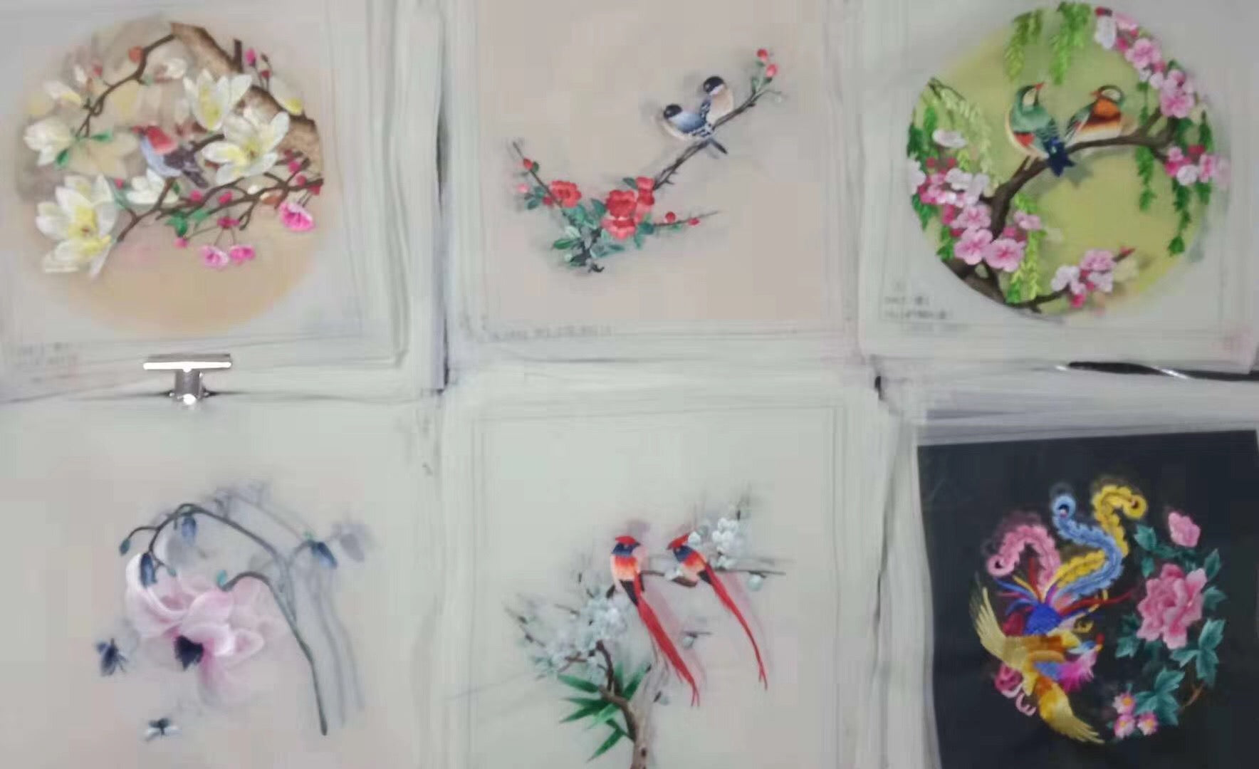 161218 Hand su embroidery:peacocks flowers birds animals landscapes still life (two-sided reversible ) 20cm