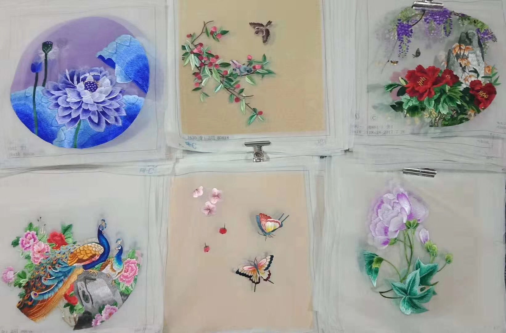 161218 Hand su embroidery:peacocks flowers birds animals landscapes still life (two-sided reversible ) 20cm