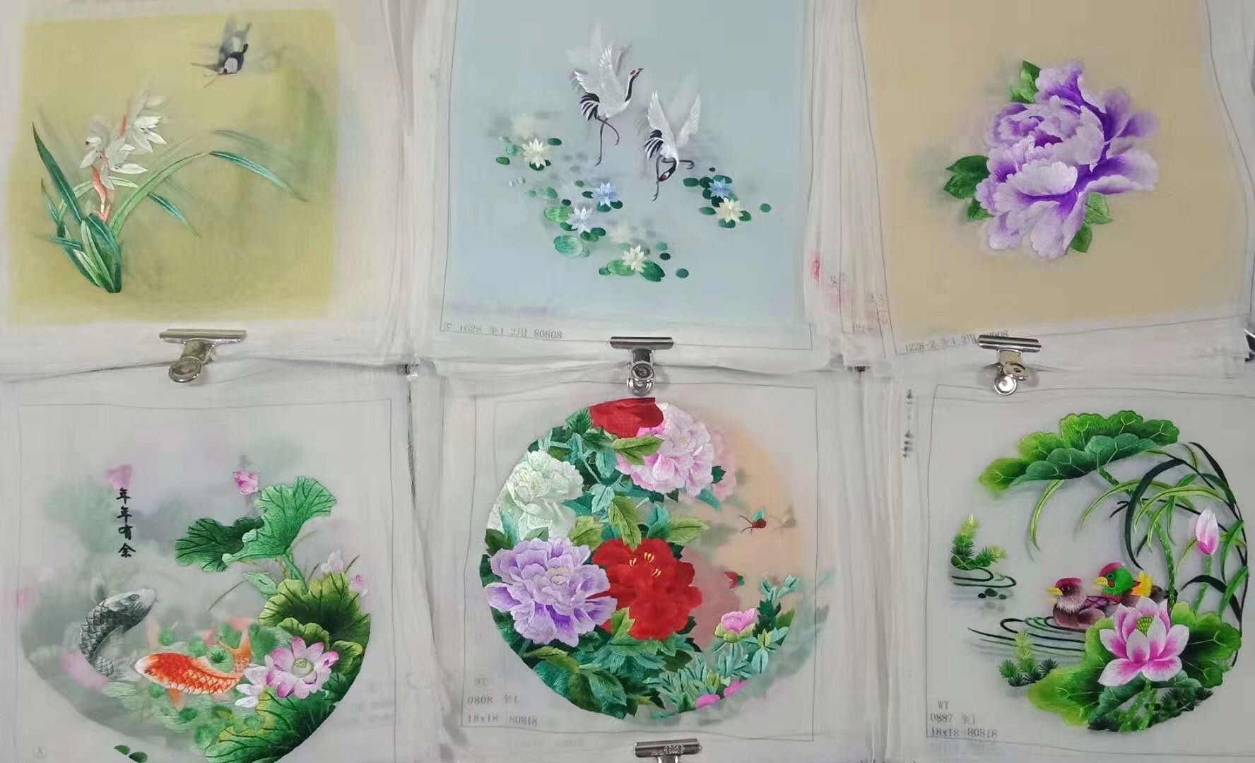 161218 Hand su embroidery:peacocks flowers birds animals landscapes still life (two-sided reversible ) 20cm