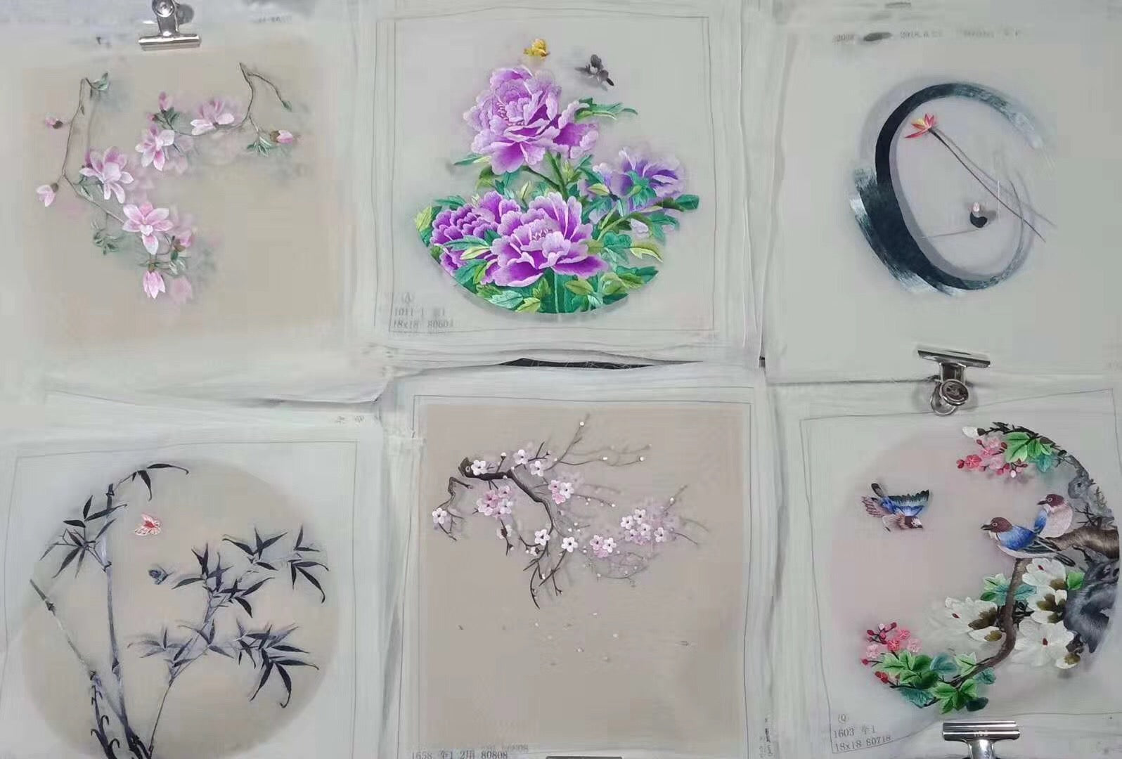 161218 Hand su embroidery:peacocks flowers birds animals landscapes still life (two-sided reversible ) 20cm