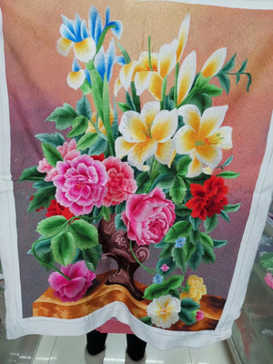 171218 Chinese Totally 100% Hand Embroidered Su Embroidery Art:vase flower still life lotus 80cm