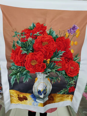 171218 Chinese Totally 100% Hand Embroidered Su Embroidery Art:vase flower still life lotus 80cm