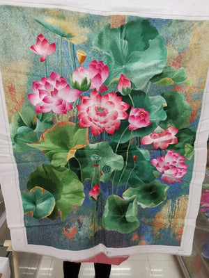 171218 Chinese Totally 100% Hand Embroidered Su Embroidery Art:vase flower still life lotus 80cm