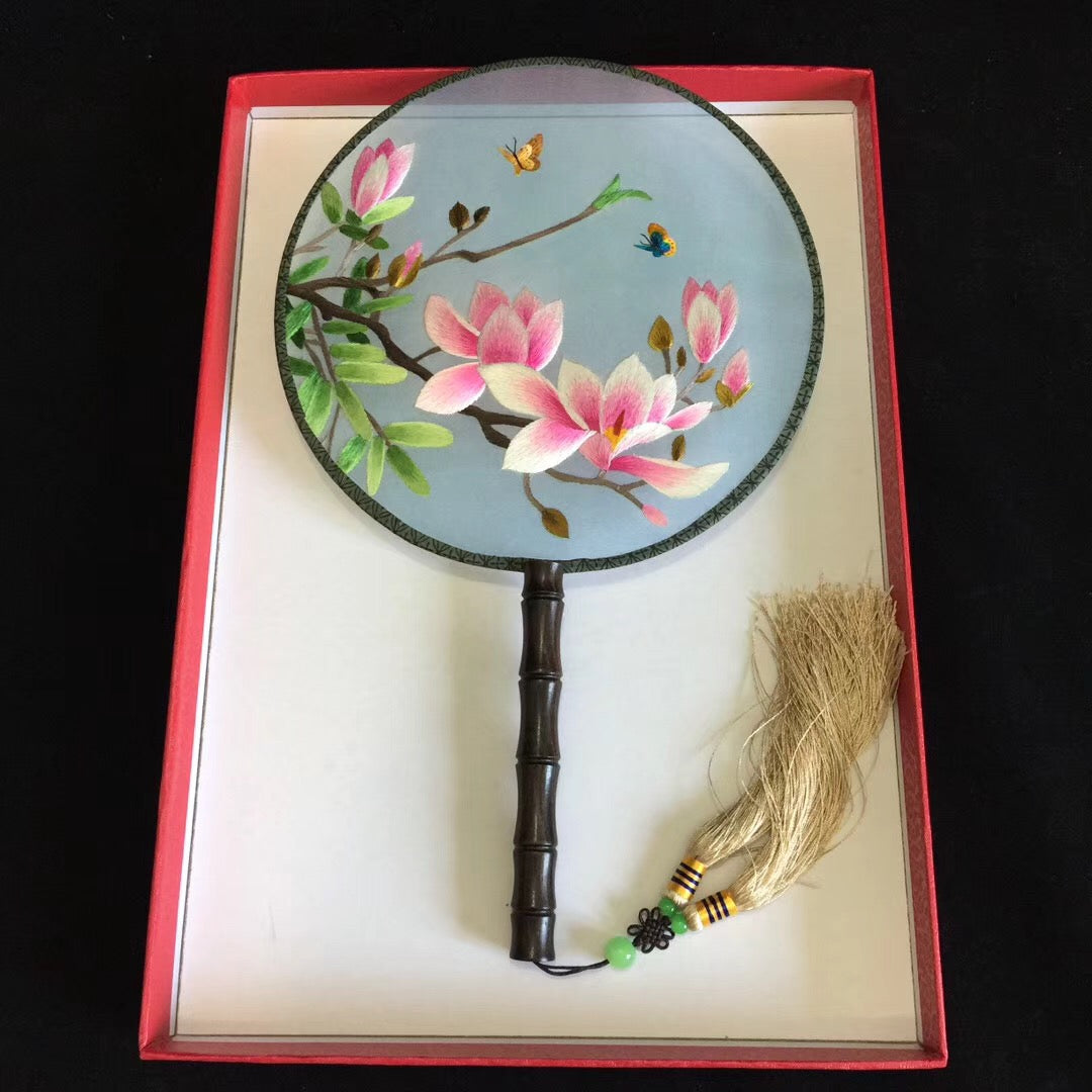 suzhou embroidery fan magnolia