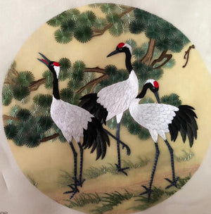 double su embroidery cranes pine 20cm