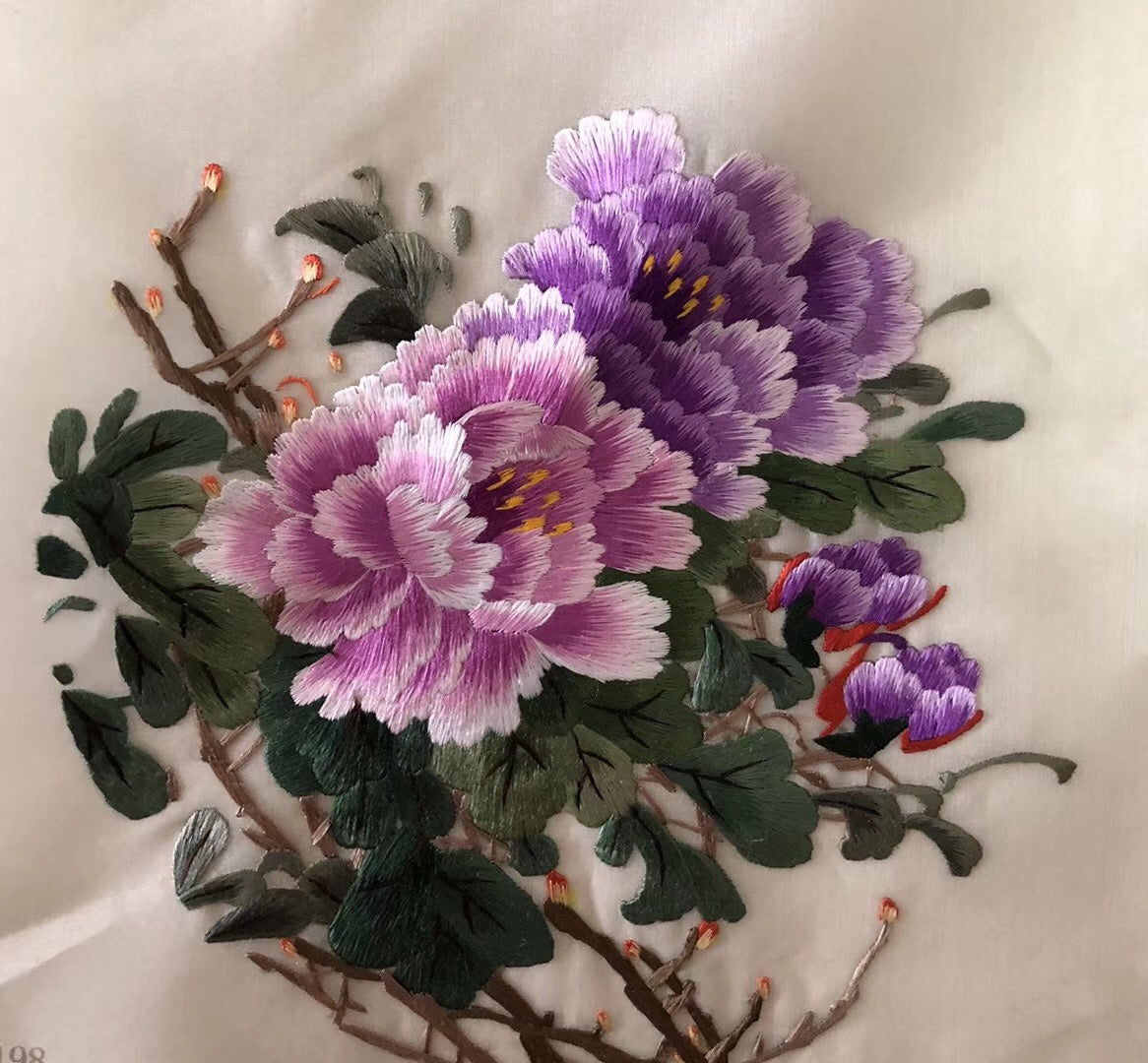 double su embroidery purple peony 20cm