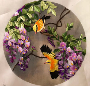 double su embroidery wisteria birds 20cm