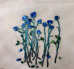 double su embroidery blue tulip flower 20cm