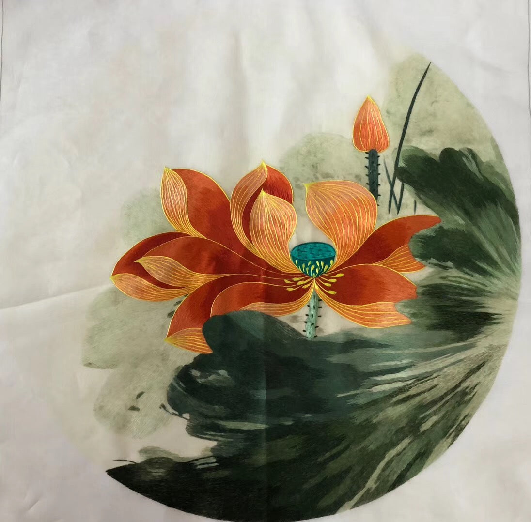 hand su embroidery lotus