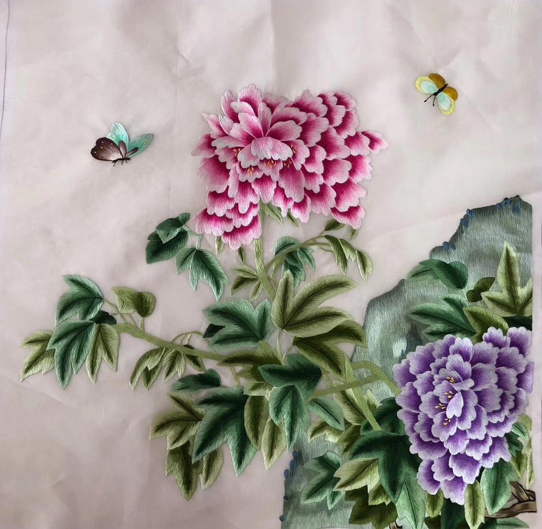 hand su embroidery peony