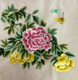 hand su embroidery peony