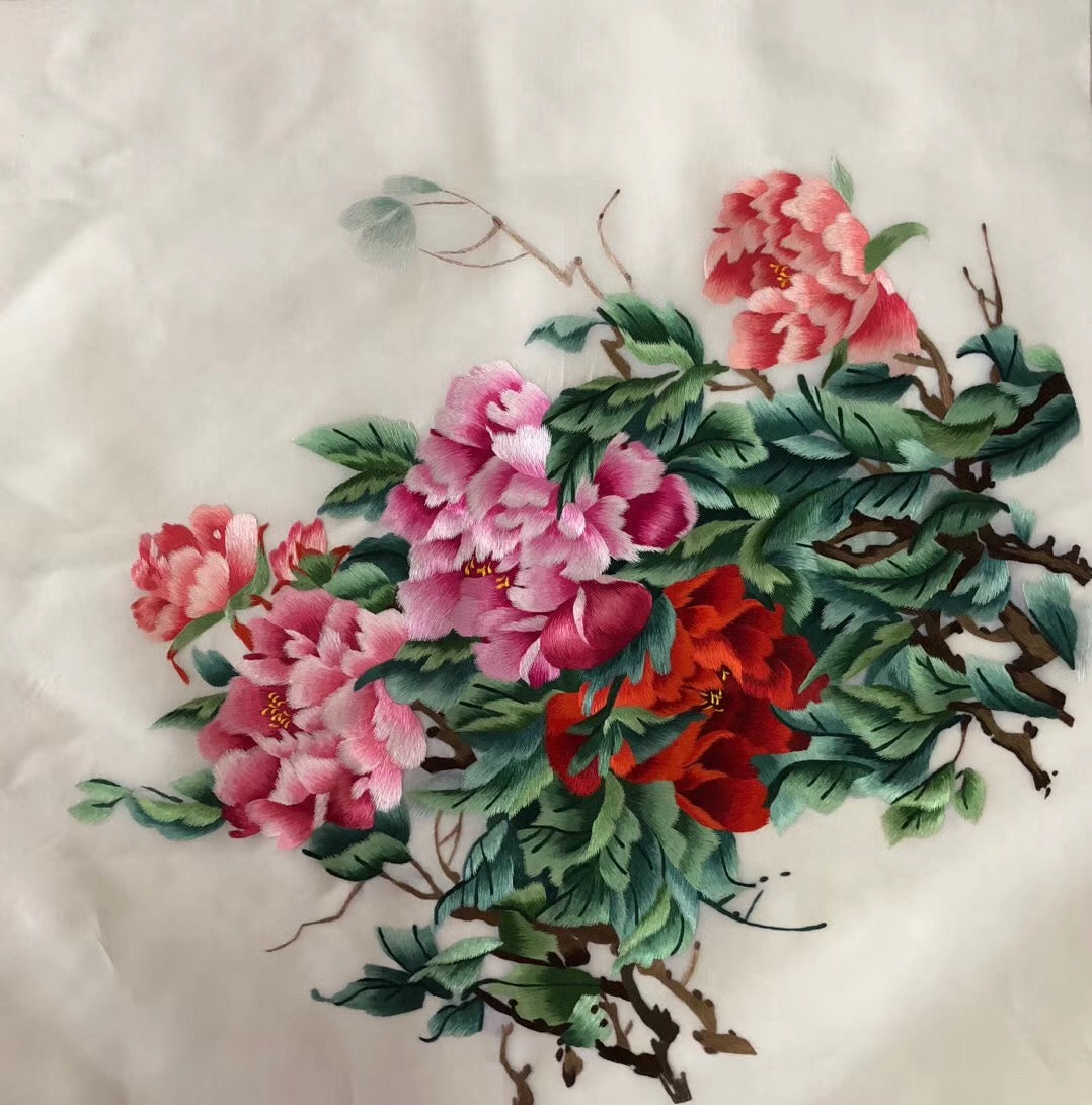 hand su embroidery peony