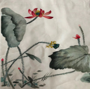 hand su embroidery lotus