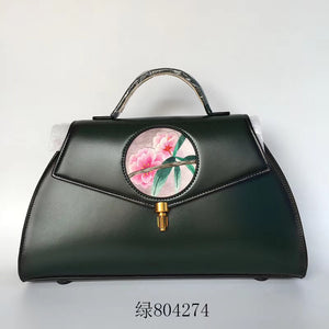 hand embroidery cowhide bag handbag