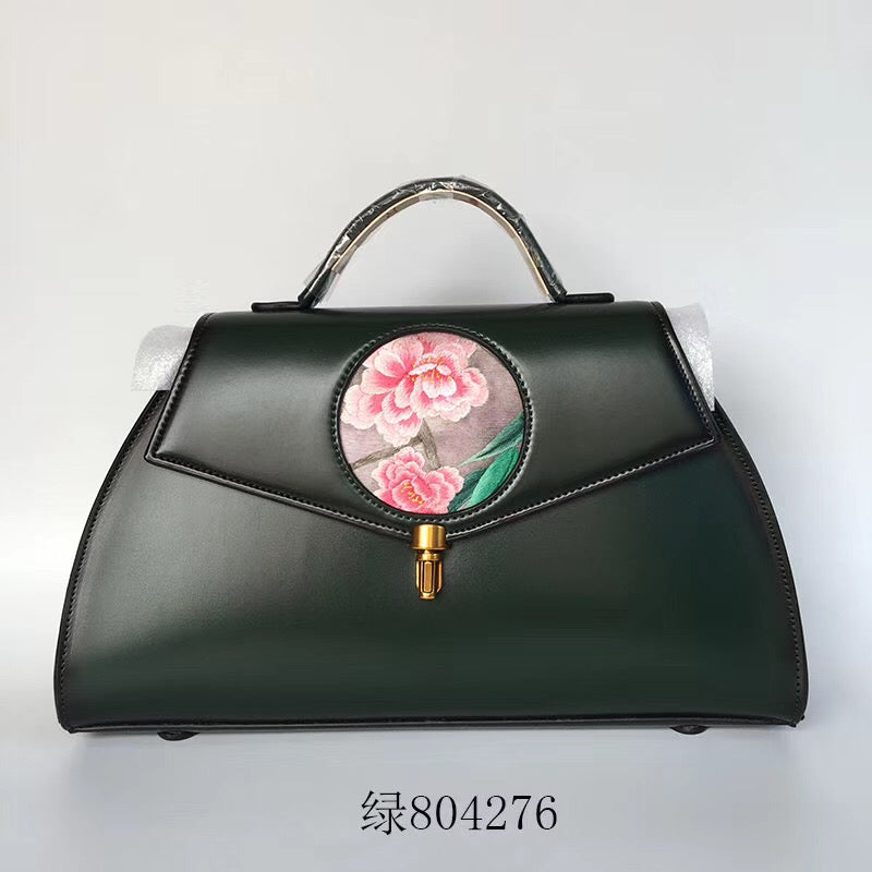 hand embroidery cowhide bag handbag