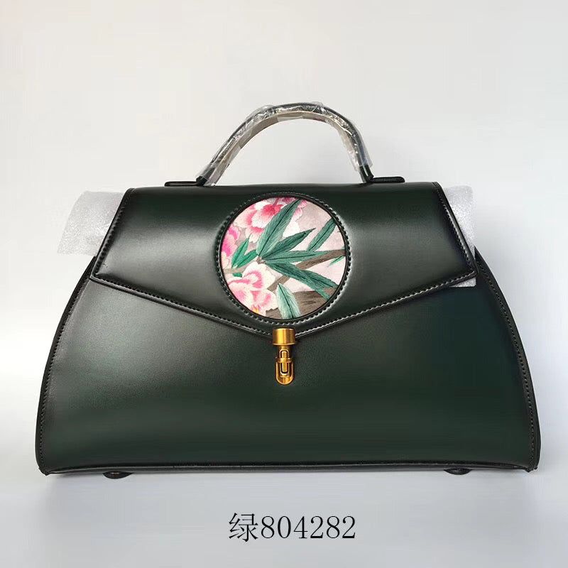 hand embroidery cowhide bag handbag