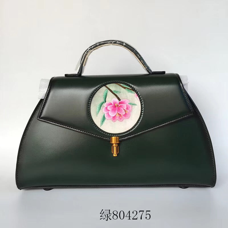 hand embroidery cowhide bag handbag