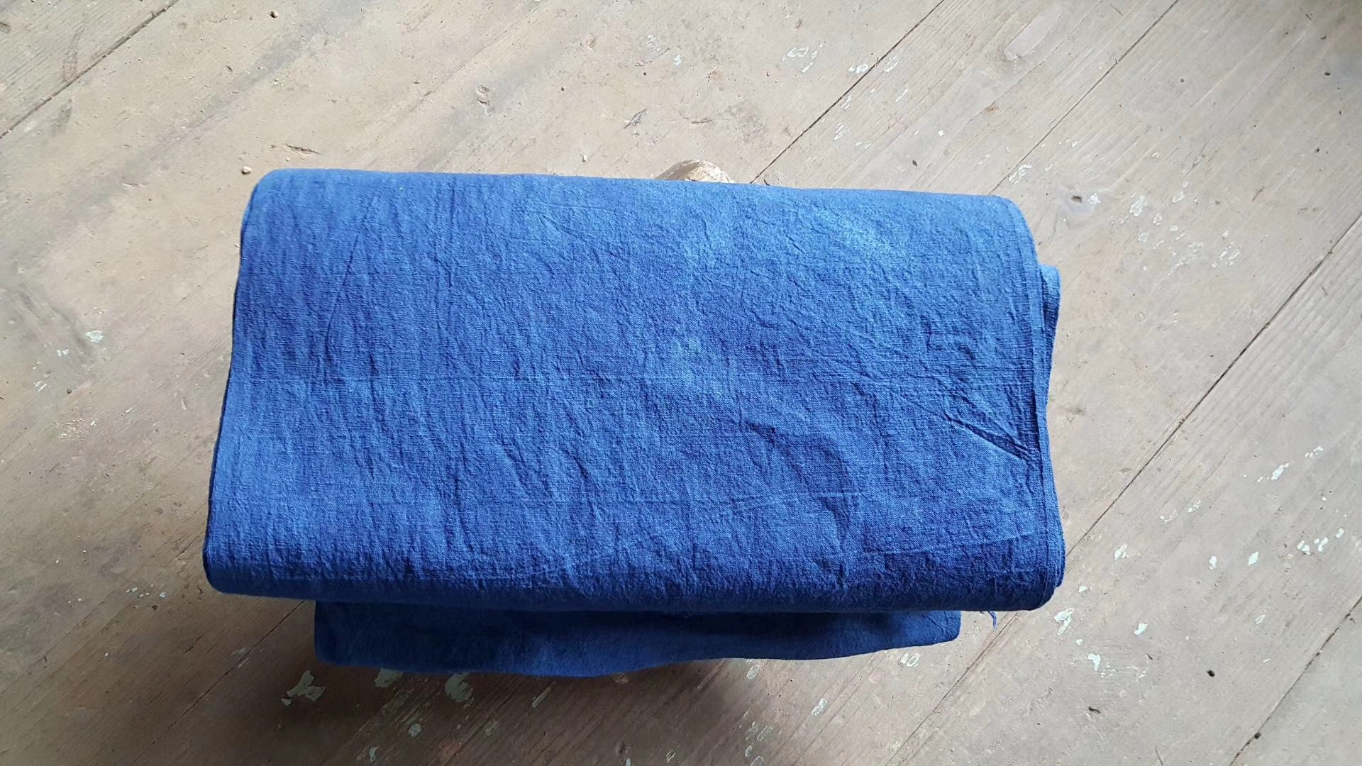 Indigo-dyed homespun blue fabric