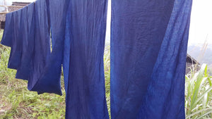 Indigo-dyed homespun blue fabric