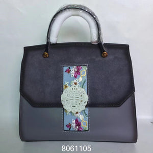 hand embroidery jade velvet cowhide bag 