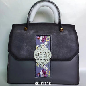 hand embroidery jade velvet cowhide bag 