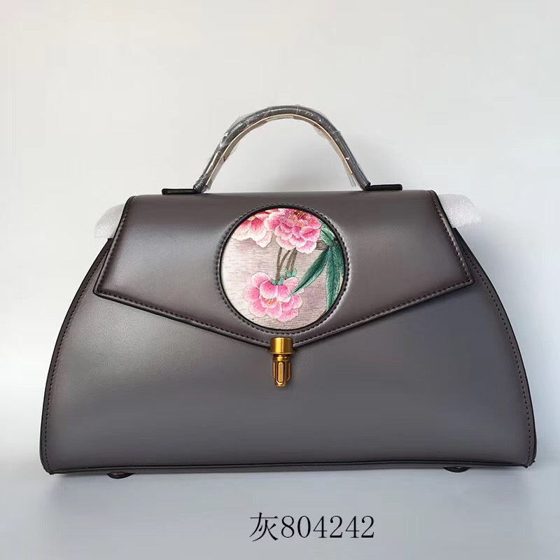 hand su embroidery cowhide bag handbag shoulder bag