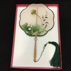 su hand embroidery palace fan:lotus