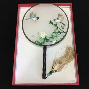 Hand double sided su silk embroidery fan gift fan (two-sided reversible )